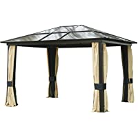 Outsunny Carpa Cenador para Jardín Gazebo Exterior para Evento Estable Anti-UV Techo Policarbonato 4 Paravientos…